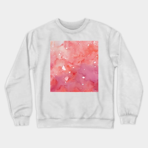 Coral pink watercolor background Crewneck Sweatshirt by fistikci